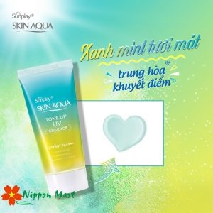 Kem chống nắng SKIN AQUA Tone up màu xanh 80 gam