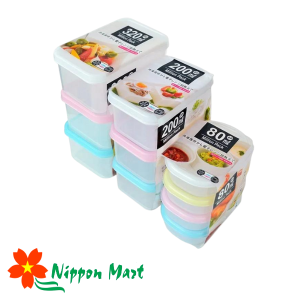 Set 4 hộp nhựa 80ml nắp dẻo, màu sắc