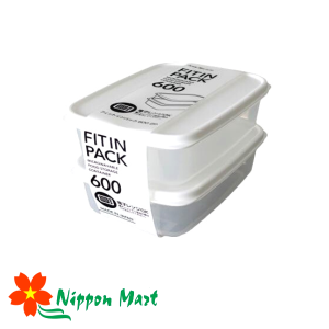 Set 2 hộp nhựa nắp dẻo 600ml Fitin Pack (màu trắng)