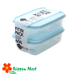 Set 2 hộp nhựa nắp dẻo 600ml Fitin Pack (màu xanh)