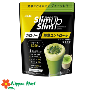 (date 11/2026) Bột uỗng hỗ trợ làm đẹp, ăn kiêng Asahi Slimup superfood shake 315g vị trà xanh