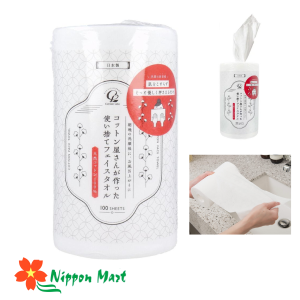 Cuộn 100 tờ khăn giấy cotton lau mặt